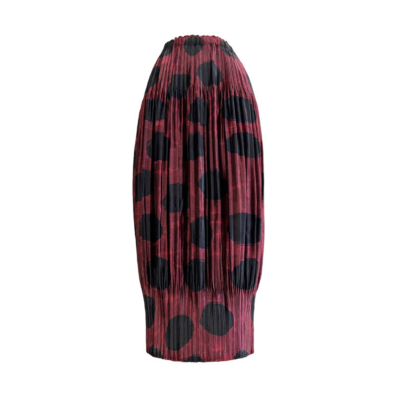 A-line pleated skirt women's high waisted printed pleated skirt half skirt