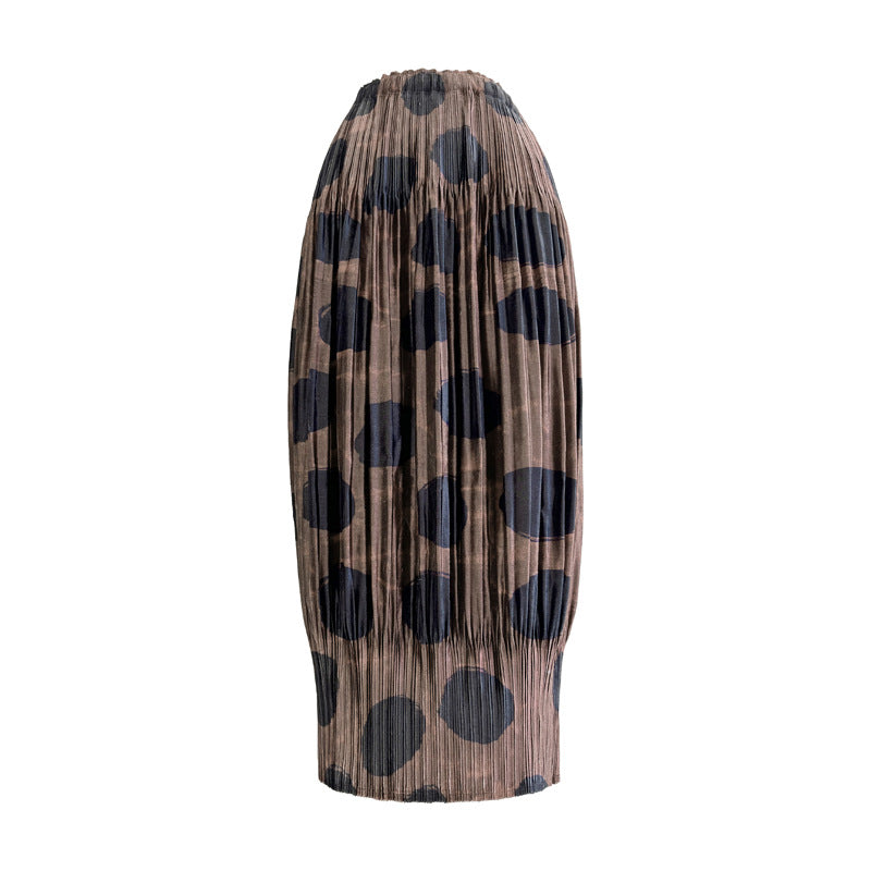 A-line pleated skirt women's high waisted printed pleated skirt half skirt